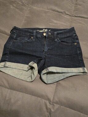 Dark Wash Denim Cuffed Shorts